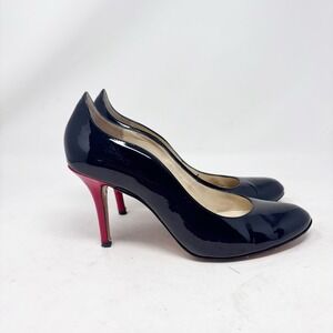 Chamberlan Paris Atelier Black Patent Red Heel Pumps Size 9.5/41 France Classic